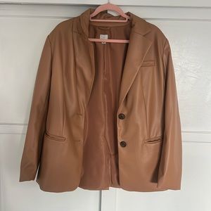 Faux leather blazer